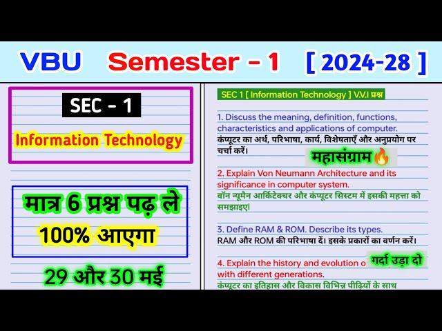 SEC 1 information Technology important questions. Computer ka Arth paribhasha karya visheshta
