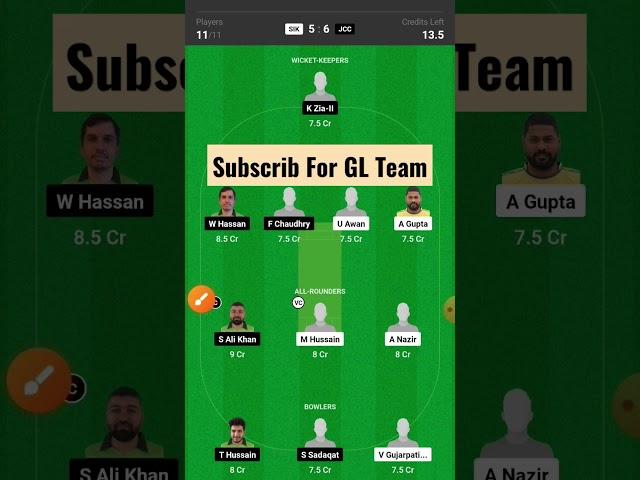 SIK vs JCC Dream11 Team, Sik vs Jcc Dream11 Prediction | Sik vs Jcc Dream11| ECS Sweden T10