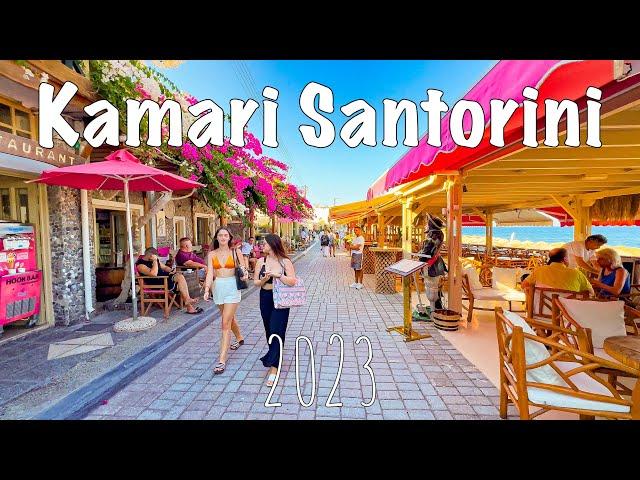 Kamari Santorini, Beach, walking tour 4k, 2023