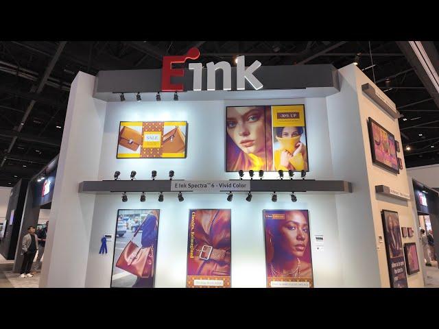 E Ink Booth Tour at Display Week 2025 Spectra 6, Marquee 2s Refresh, 75" Full-Colour ePaper, Prism
