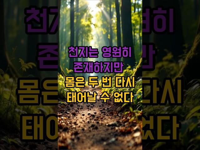 천지는 영원히 존재하지만 몸은 두 번 다시 태어날 수 없다