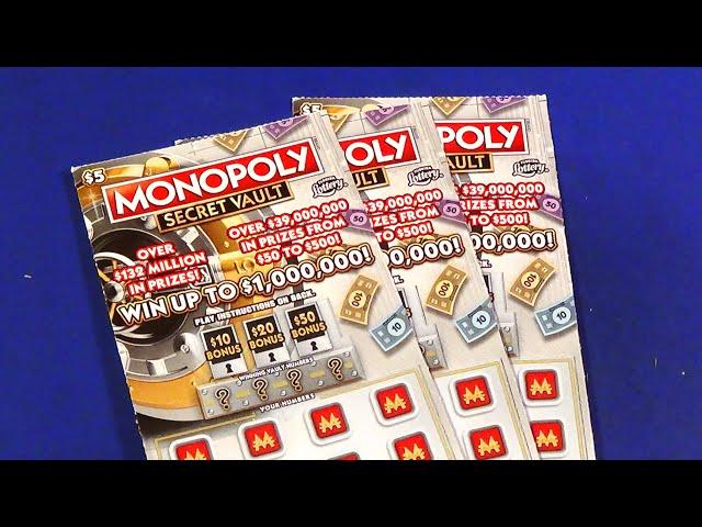 SOOD 1571: THREE $5 MONOPOLY SECRET VAULT FL Lottery Scratch Tickets