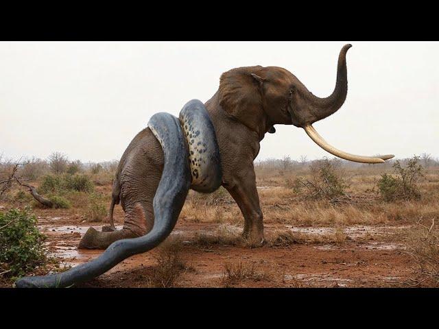 Python Snake Vs Elephant Meet in The Savanna!