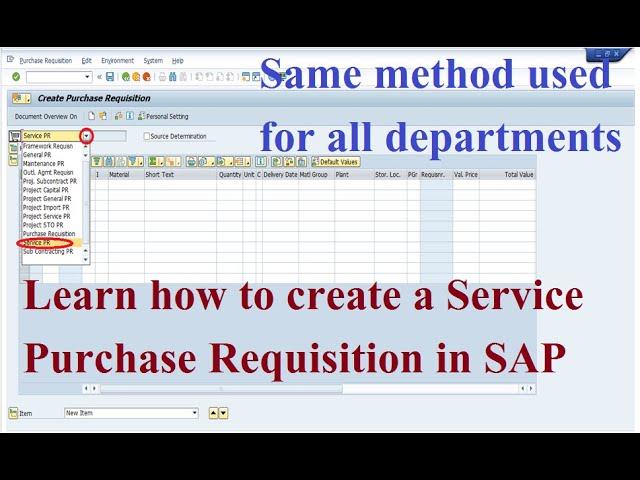12 How to create a service purchase requisition in sap mm by using ME51N