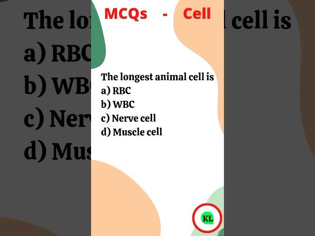 MCQs The longest animal Cell is Nerve cell | Cell biology class 9 | Krishna Learning