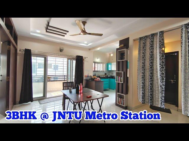 1620 Sq.ft 3BHK Fully Furnished Flat For Sale in Kukatpally Near JNTU Metro Station