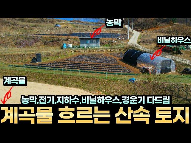 농기계 모두 드립니다.계곡물 흐르는 산 아래 탁 트인 전망 좋은 농막 전기 지하수 비닐하우스 포함 원주시 귀래면 토지매매 전원주택 주말농장 농업경영체 가능 농업인 혜택 원주 부동산