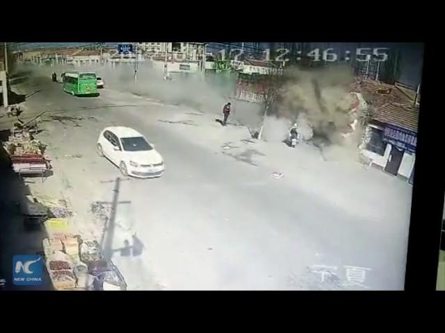 CCTV: Truck slams into residential building in NW China, 5 dead