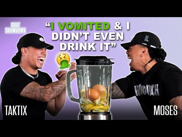 Will Blended Eggs + Wasabi = VOMIT?  MOSES and TAKTiX Find Out! | GOAT Showdown