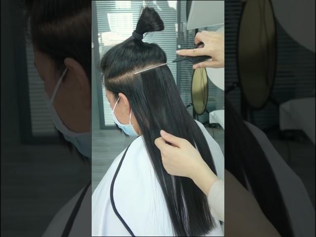 Tape in Hair Extensions Installation #hairless #hairstrokes #hairflip #hairgoal #hairyleg #humanhair