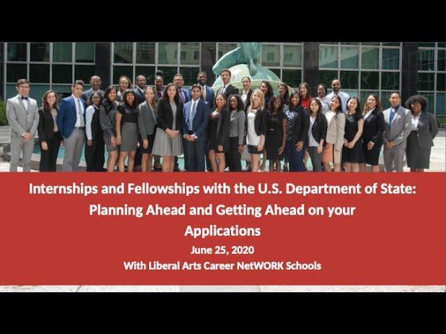 Internships and Fellowship with the U.S. Department of State: Planning Ahead and Getting Ahead