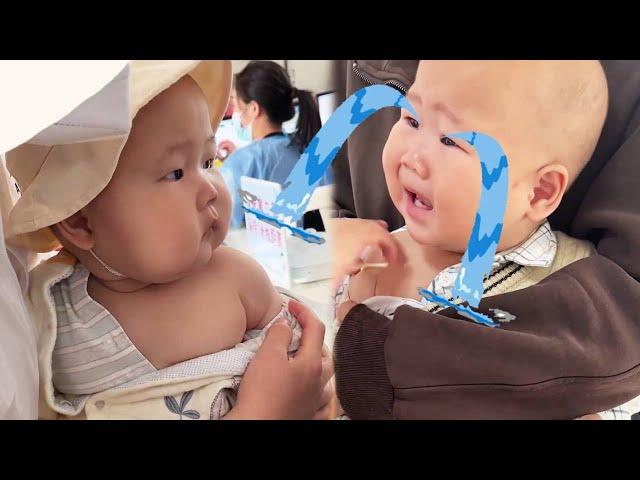 [Super cute twins] 2-month injection VS2 year-old injection  is the insensitivity of human cubs so