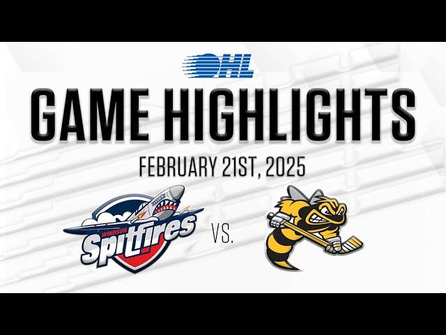 OHL Highlights: Windsor Spitfires @ Sarnia Sting Feb. 21, 2025