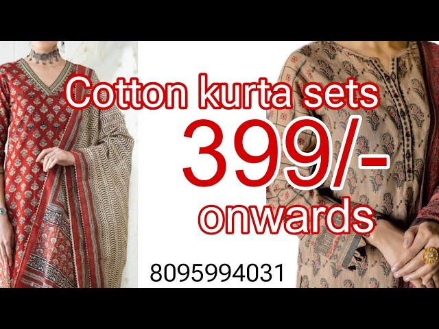 Summer cotton readymade kurta sets 399/-  onwards • 8095994031 • wholesale price in Retail •