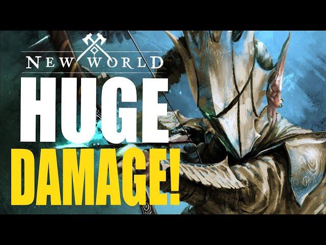 New World MASSIVE Damage BOW & HATCHET Build!  HUNTER! Easy SOLO Build For Questing And Leveling!