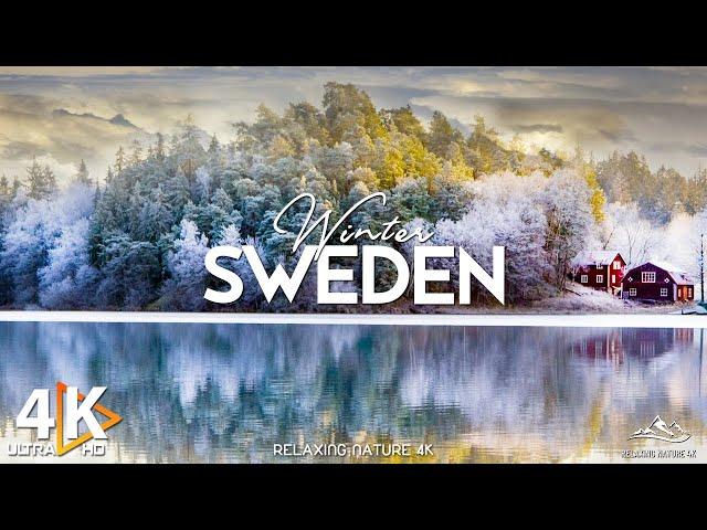 Winter Sweden 4K Ultra HD • Peaceful Piano Music ️ Scenic Relaxation Film with Calming Music