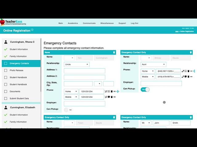 TeacherEase Online Registration Parent Tutorial