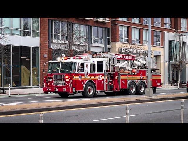 FDNY - Tower Ladder 115 and CPC 115 Responds to Hi-Rise Fire