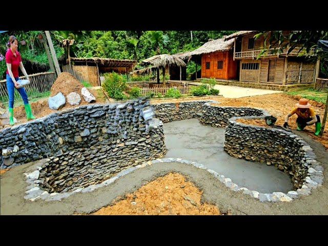 200 Full days of building and completing a beautiful ornamental fish pond in the middle of nature