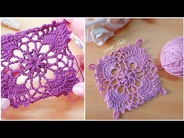 كروشيه وحد مربعة رووعة لعمل المفارش والملابس جديدة ومميزة Crochet  Square