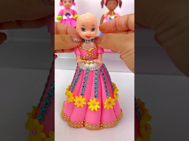 DIY How to Make Polymer Clay Miniature Rainbow Doll Dress | DIY Easy Super Clay Tutorial | ASMR