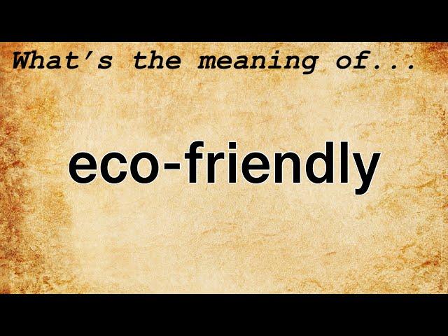 Eco-Friendly Meaning : Definition of Eco-Friendly