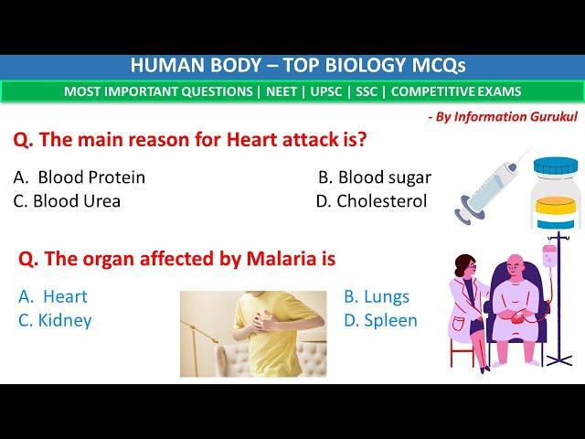 Top Biology MCQs | Human Body Questions | Biology MCQs For Competitive Exams | Science Quiz