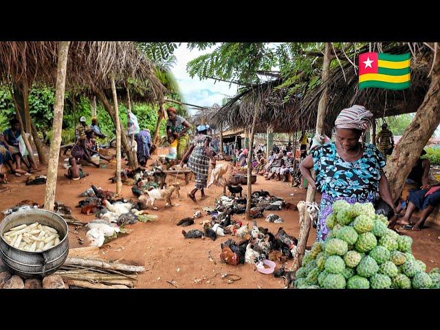 Rural village market day in kouvé Togo  west Africa. Cost of living in an African village