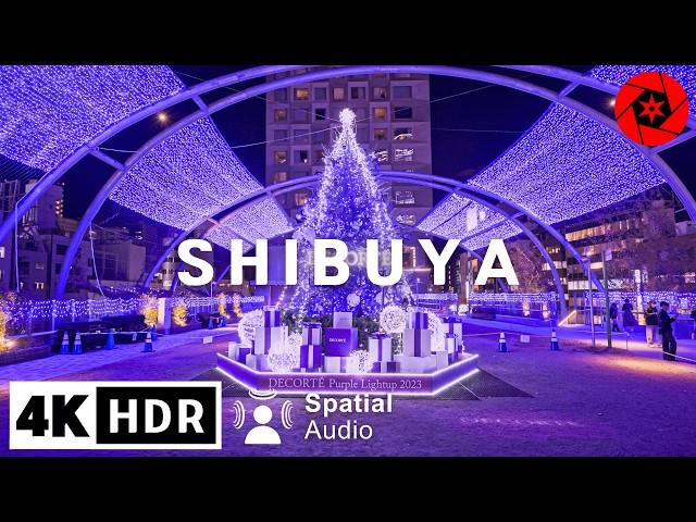 Tokyo Christmas Lights Shibuya Blue Cave & Miyashita Park Illuminations 2023 - 4K HDR Spatial Audio