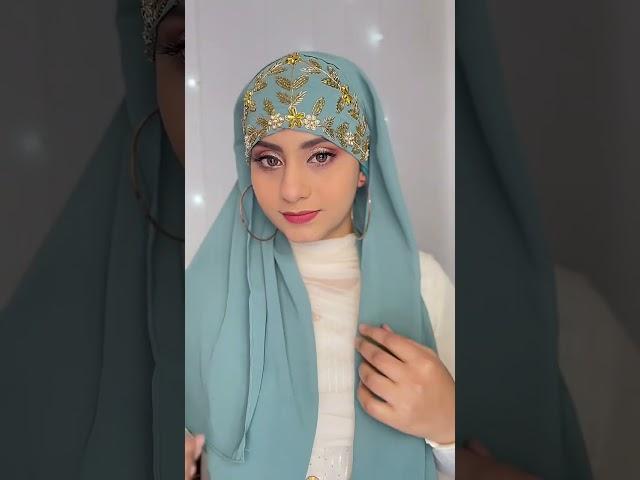 Luxury Instant Hijab | Wedding Hijab Style with Earrings #hijabstyle #hijabtutorial #wedding #luxury