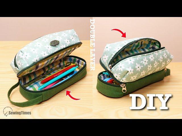 DIY Double Layer Pencil Case | 2-Compartment Zipper Pouch Sewing Tutorial