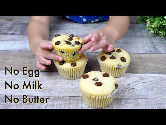 Super Moist Vanilla Chocolate Chips Cupcakes | No Egg No Milk No Butter Cake.