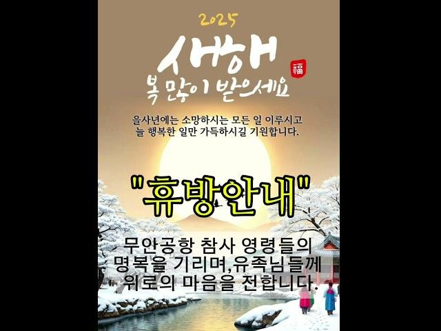 [#안소라tv] 무안공항 참사. 추모곡 #이별가'#가야지' 2일 "유튜브방송" 휴방합니다.