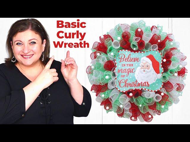 Easily Create a STUNNING Curly Deco Mesh Christmas Wreath at HOME!