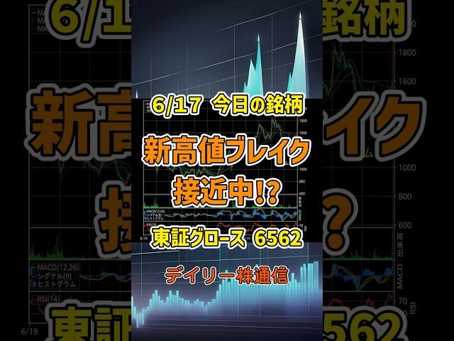 6月17日 今日の新高値ブレイク接近銘柄 ジーニー 東証グロース 6562 個別株 上昇銘柄チャート