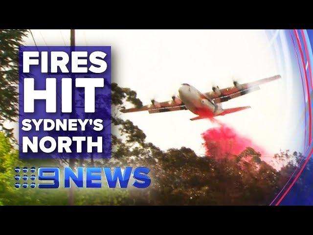 Fire retardant dropped on Sydney homes as emergency blaze approaches | Nine News Australia