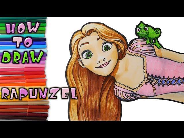 How to Draw Rapunzel and Pascal - learn to draw - drawing lessons - coloring pages