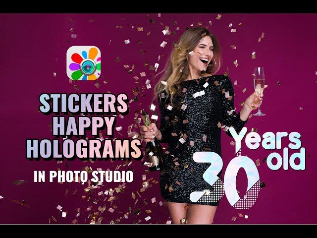 Happy Holograms in Photo Studio | Text with hologram effect | Overlay pack