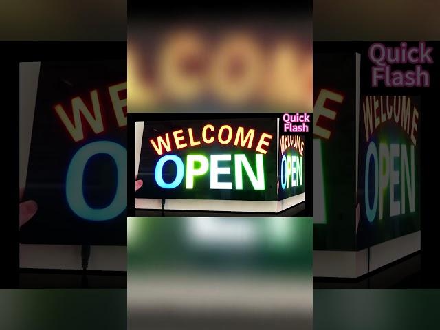 Open Welcome LED Sign, Multiple Colours, 4 x Lighting Modes, Including Hanging Chain & UK Power Plug