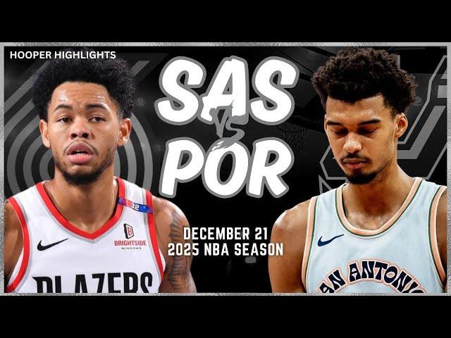 San Antonio Spurs vs Portland Trail Blazers Full Game Highlights | Dec 21 | 2025 NBA Season