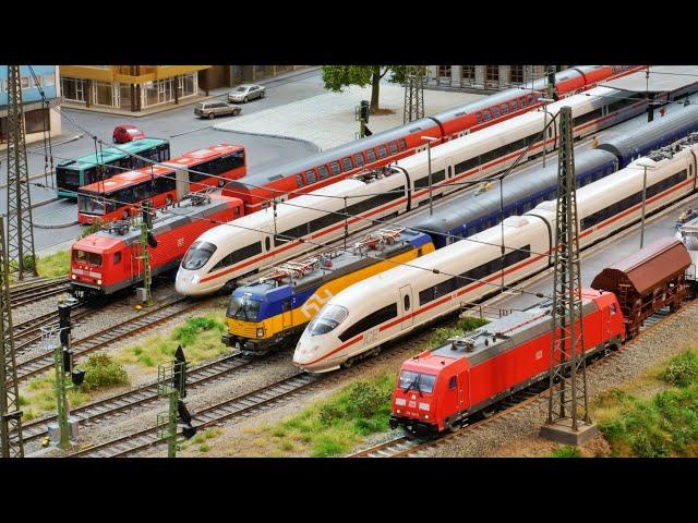 Modern Trains on the model railroad including ICE Bullet Trains