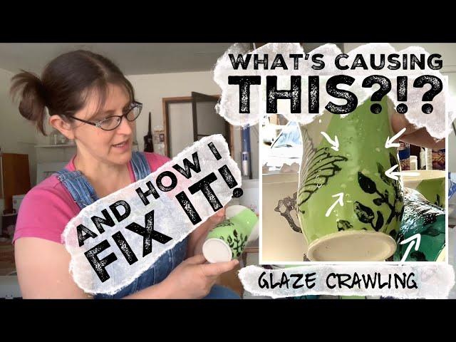 What Causes Glaze Crawling, Fix glaze defects -crawling glazes, decorate pottery studio vlog at home