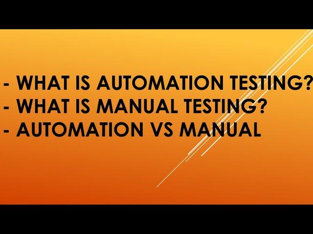 Automation Testing Vs Manual Testing | DevDbQa