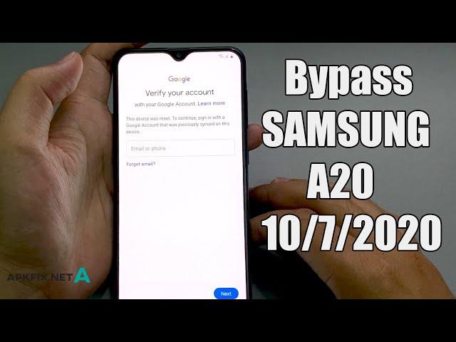 Bypass FRP Lock SAMSUNG Galaxy A20 10/7/2020