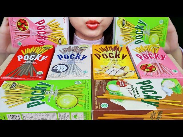 ASMR POCKY CHOCOLATE STICK  CHOCO BANANA, MATCHA, STRAWBERRY, COCONUT & BROWN SUGAR,COOKIES & CREAM