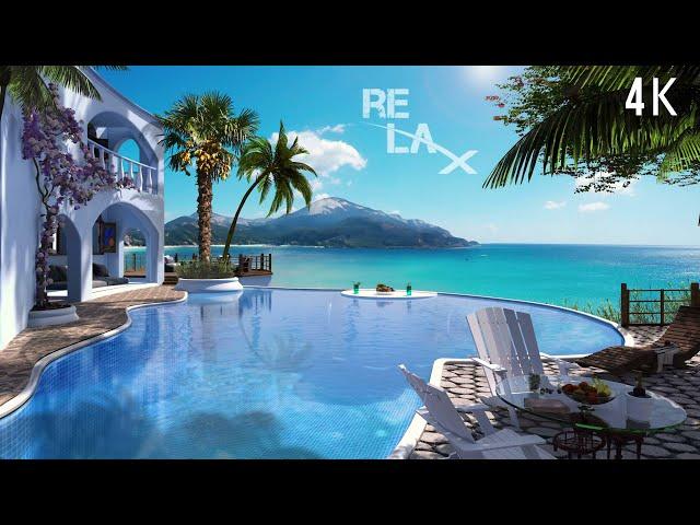 Beach House Patio with Summer Ambiance, ASMR Sounds & Relaxing Music