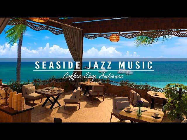 Outdoor seaside cafe ambience with relaxing jazz music and ocean wave sounds #10