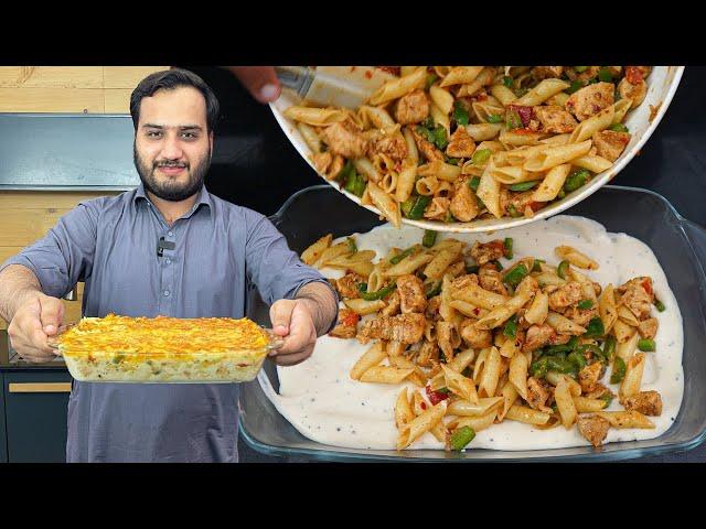 White Sauce Pasta And Chicken Bake | Creamy Bechamel Sauce