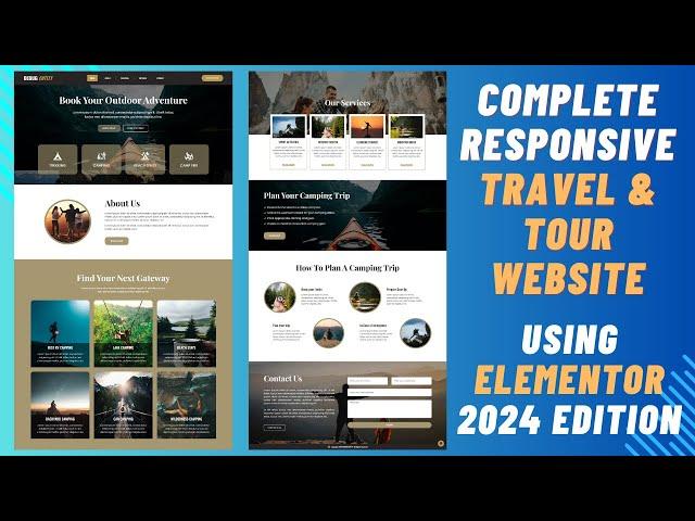 Complete Responsive TRAVEL TOUR Website using ELEMENTOR FLEXBOX CONTAINER | Wordpress Tutorial 2024