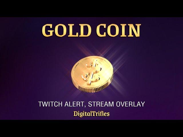 Donation Twitch Alert, Animated Gold Coin, Stream Overlay Money, Coin Clink, Tip, Gifted Subs Alert